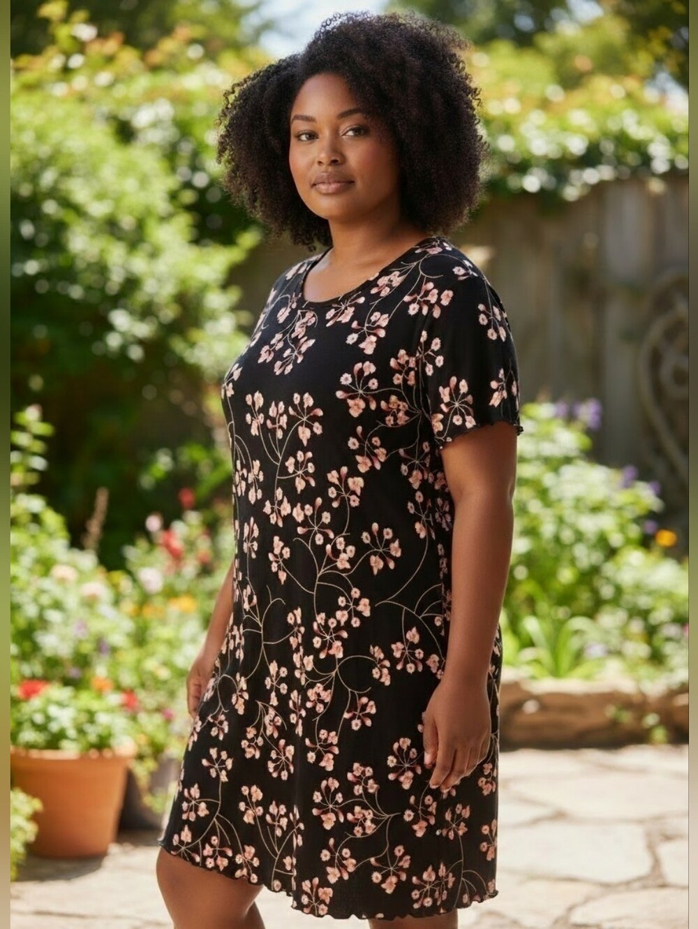 Floral Black and Pink Dress